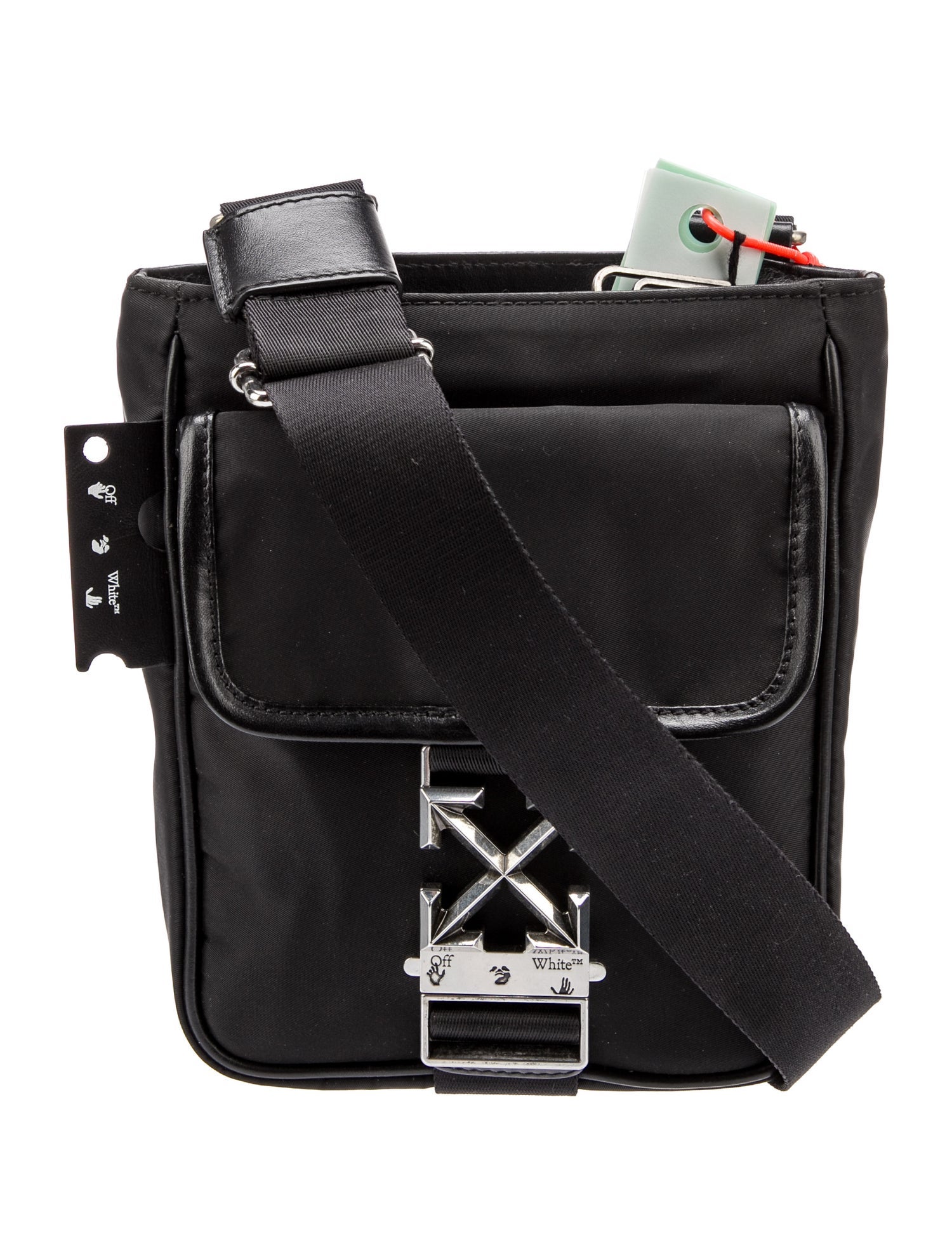 OffWhite Nylon Arrow Engraved Messenger Bag Black Messenger Bags