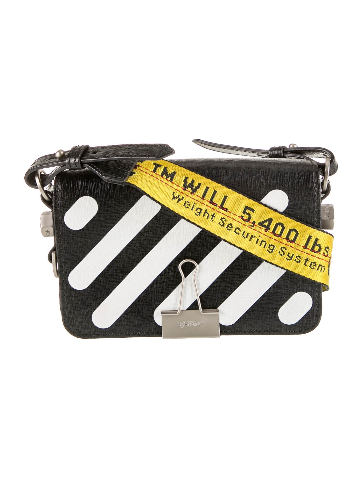 OffWhite Diagonals Binder Clip Bag Black Crossbody Bags, Handbags