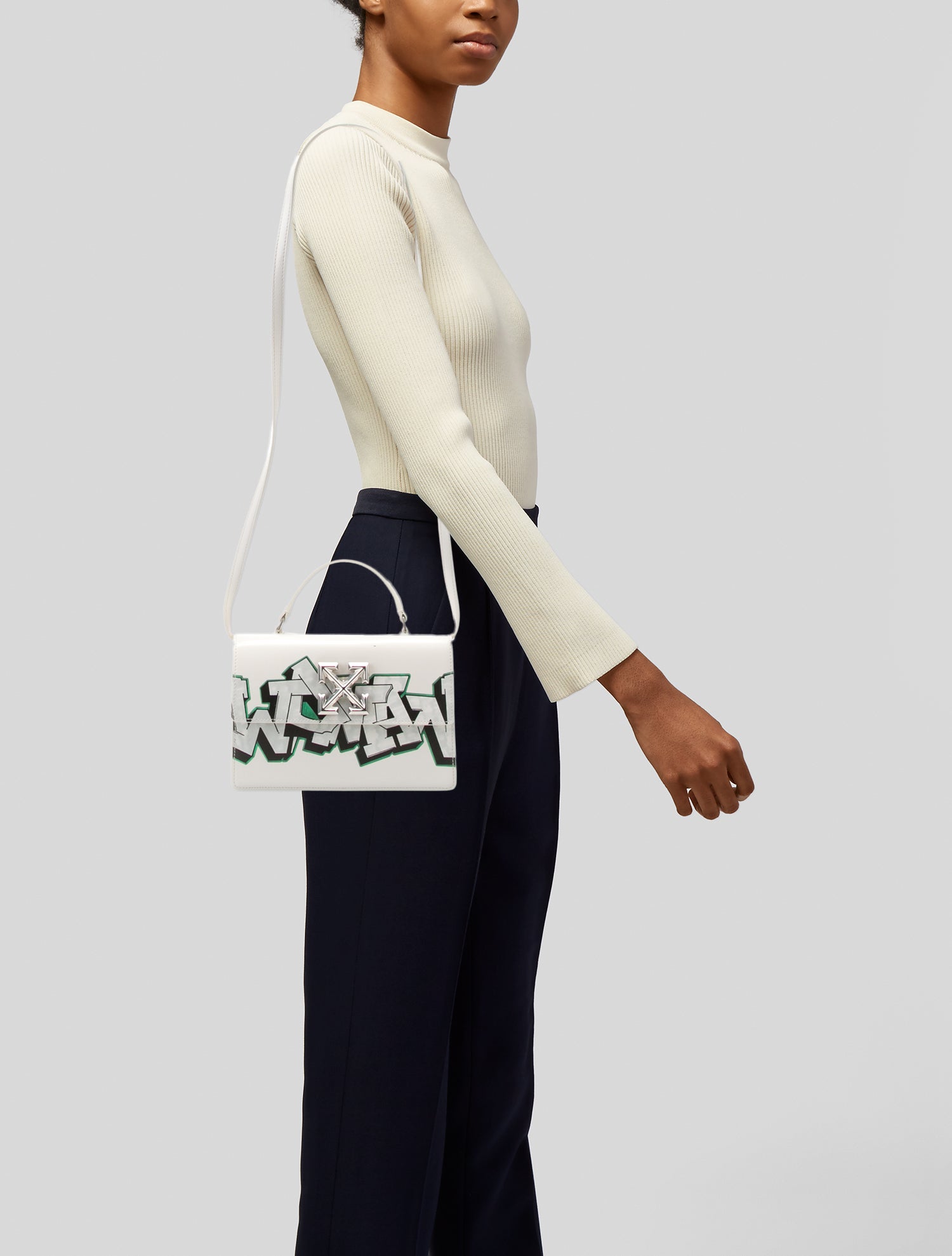 Off-White Jitneyオフホワイト graffiti ショルダーバッグ Off-White Jitney 1.4 Graffiti w/Tags - White Crossbody Bags