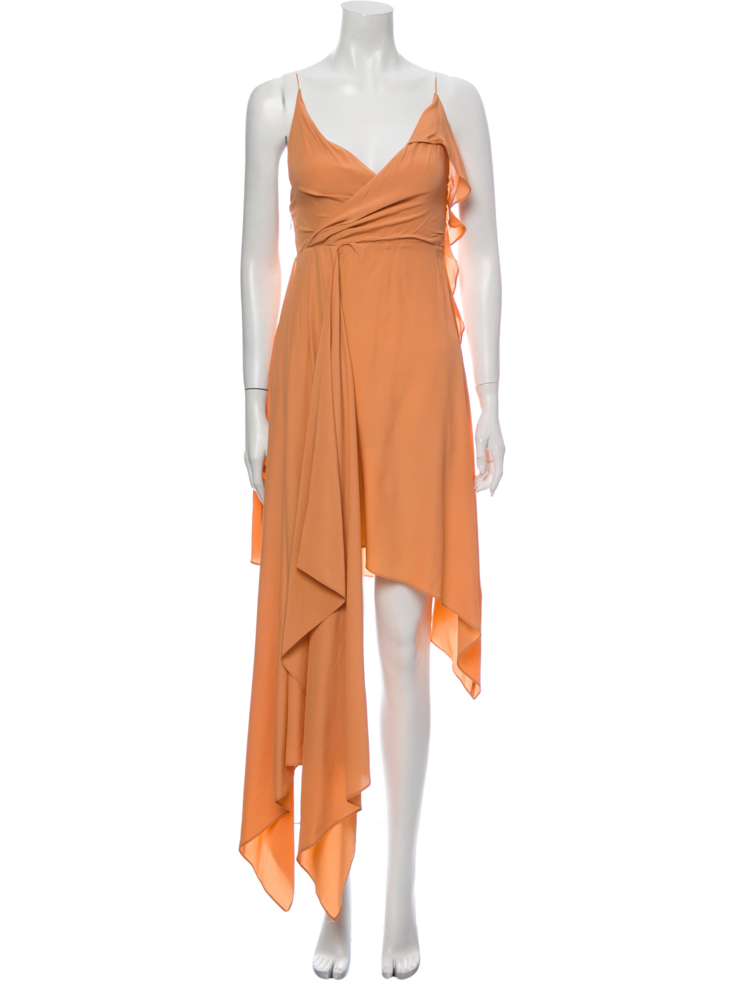 OffWhite 2018 Asymmetric Hem Dress Orange Dresses, Clothing