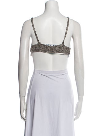 Off-White V-Neck Sleeveless Crop Top