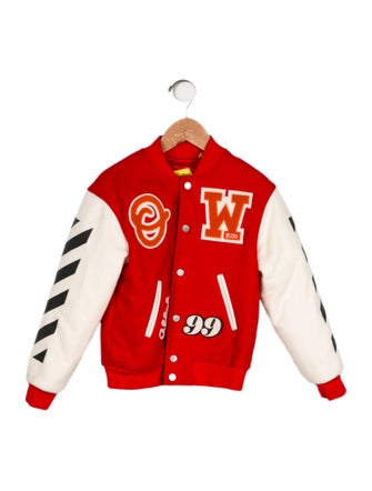 Off-White Kid's Off Patch Varsity Bomber Jacket
