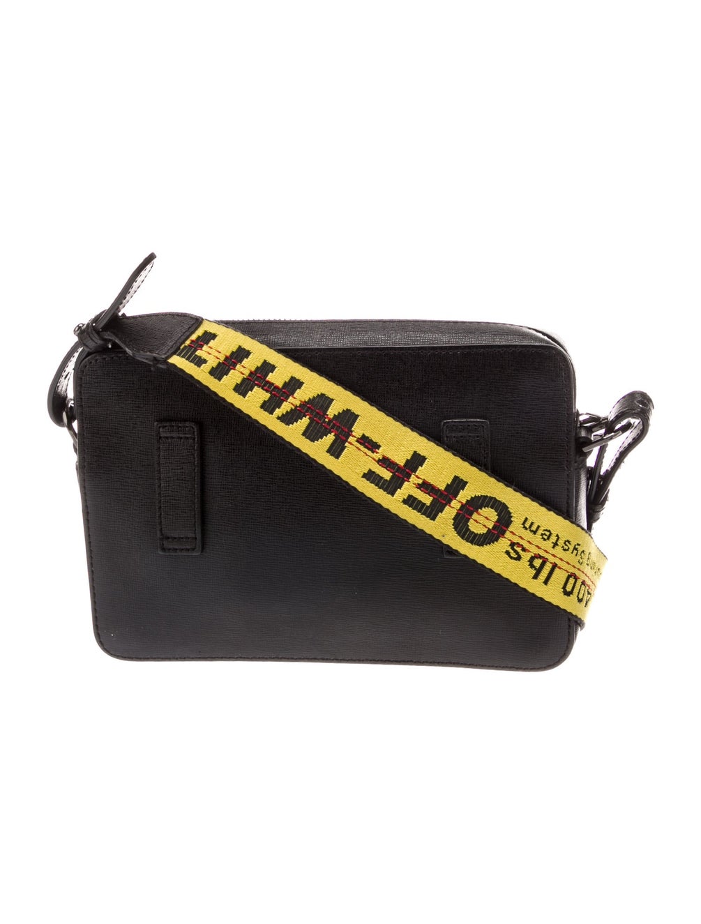 OffWhite Leather Diagonal Mini Flap Black Crossbody Bags, Handbags
