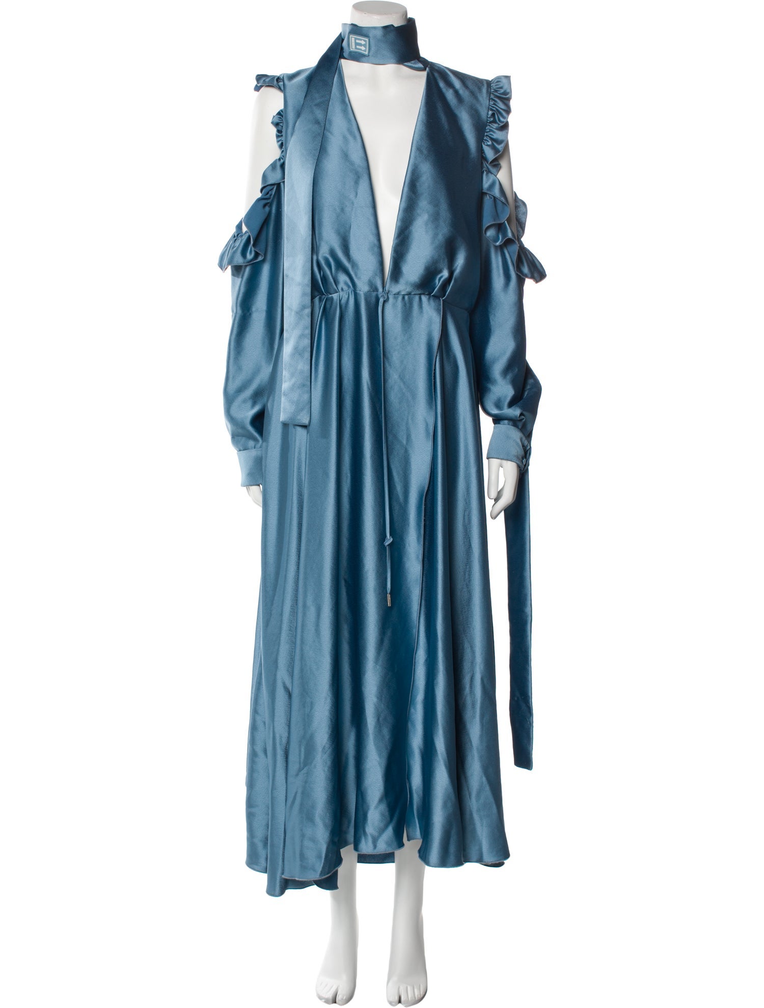 Off-White V-Neck Long Dress