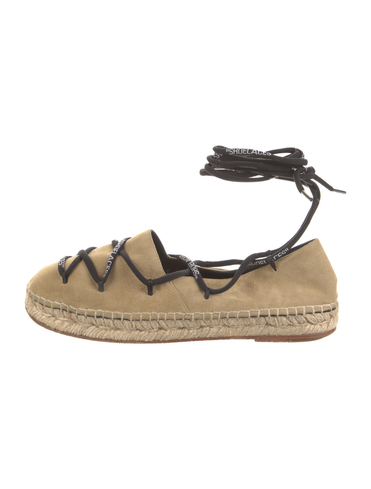 Off-White Suede Braided Accents Espadrilles