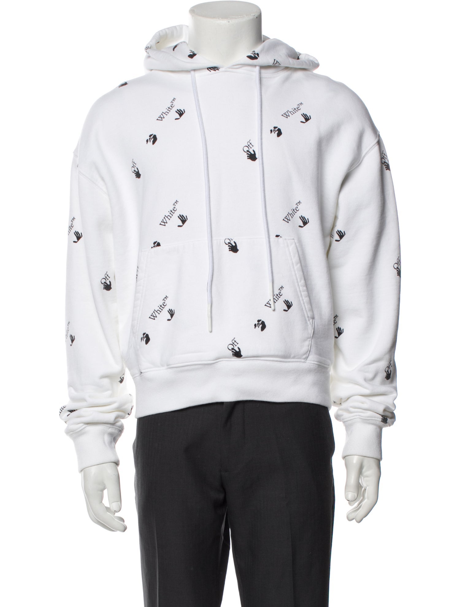 Off-White 2021 Allover Logo Oversized Hoodie - White