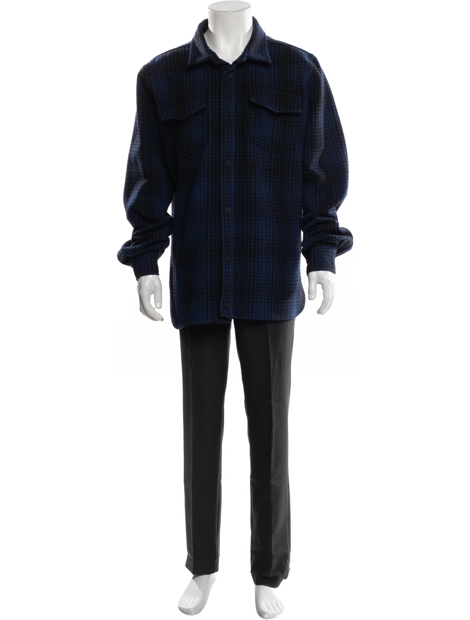 Off-White Plaid Print Long Sleeve Shirt