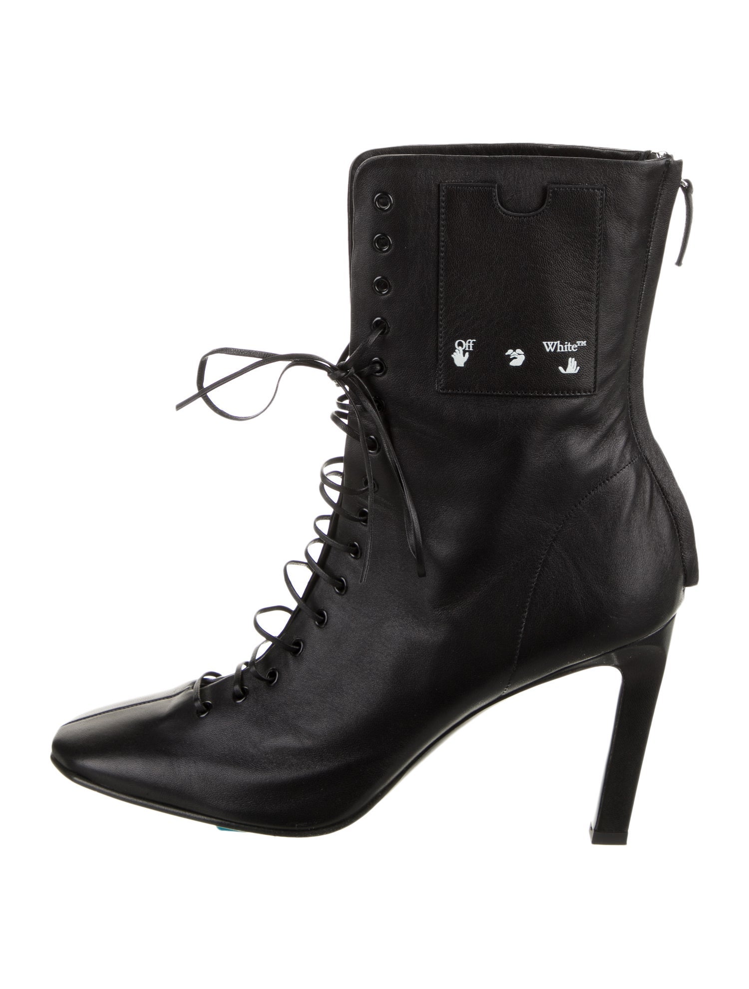 Off-White Lace Up Leather Lace-Up Boots