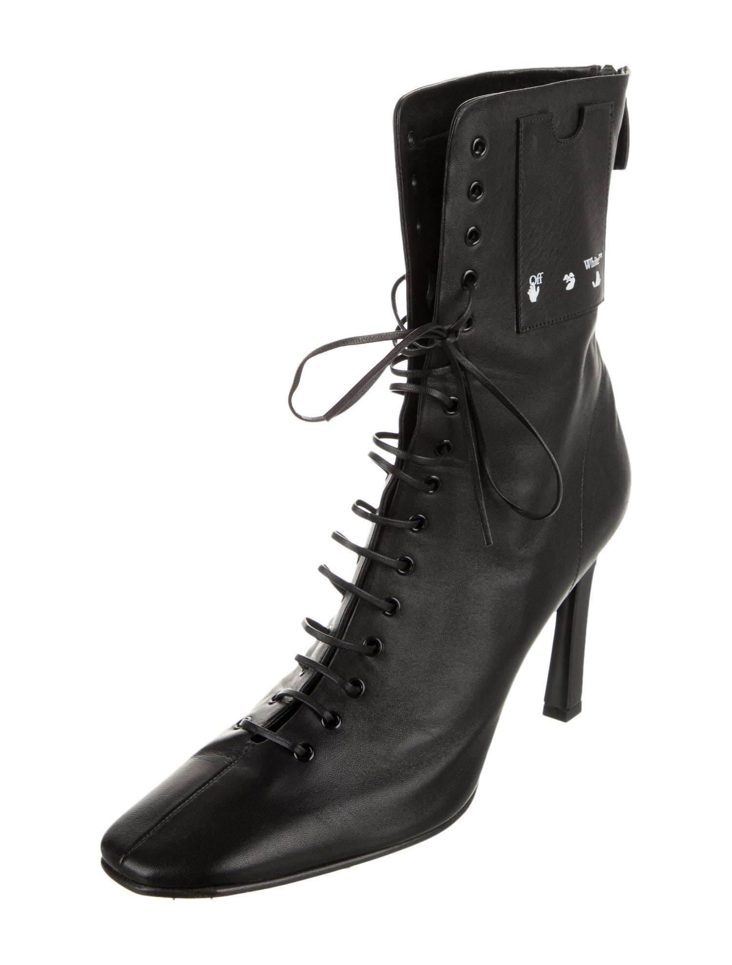 Off-White Lace Up Leather Lace-Up Boots