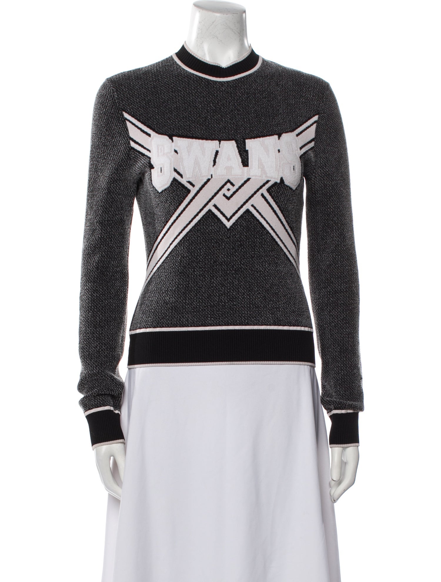 Off-White Graphic Print Mock Neck Sweater