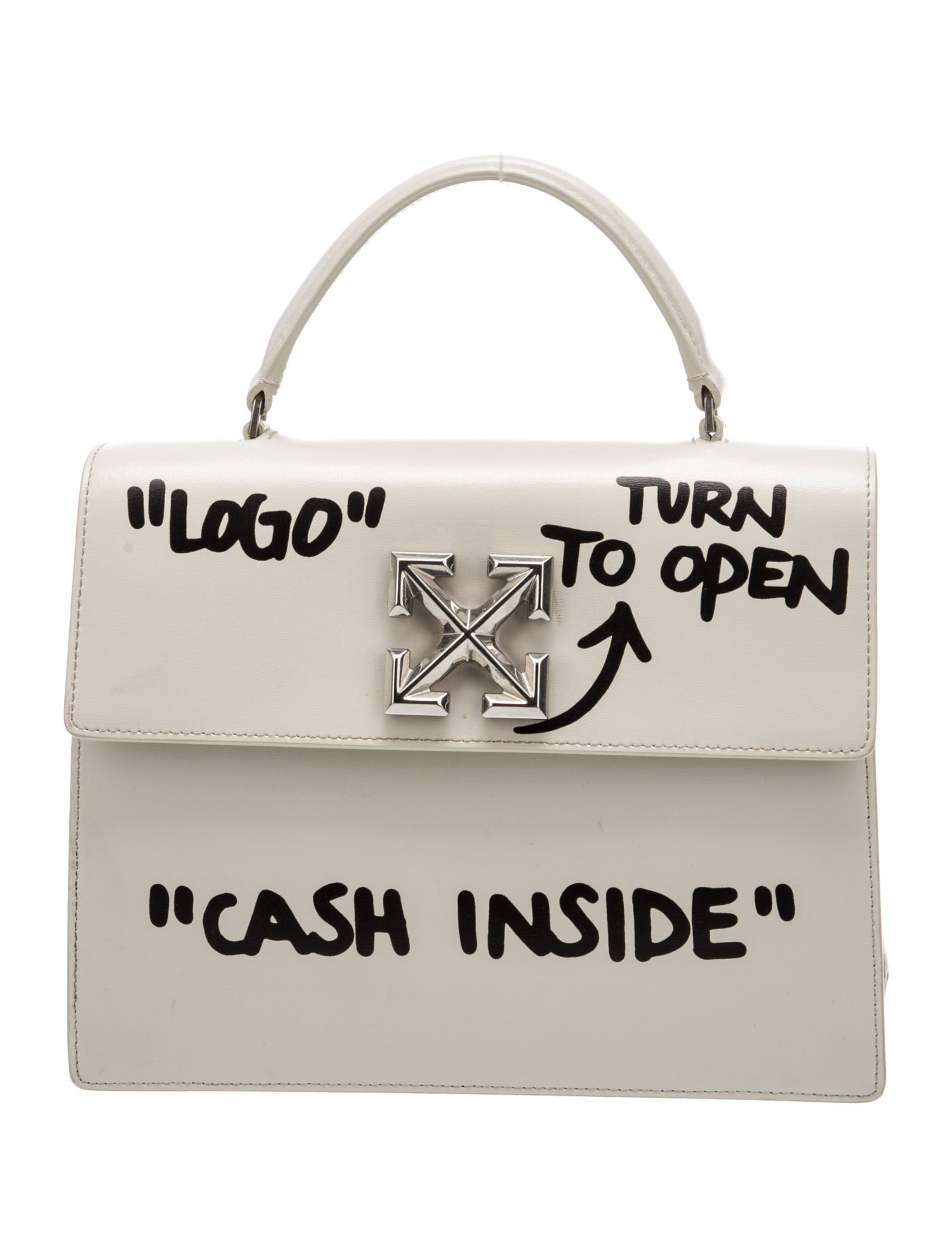 Off-White Leather Top Handle Bag