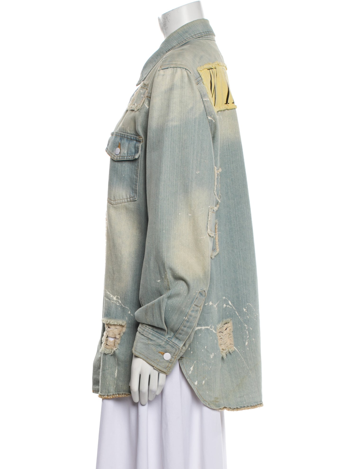 Off-White Denim Logo Plaid Print Utility Jacket