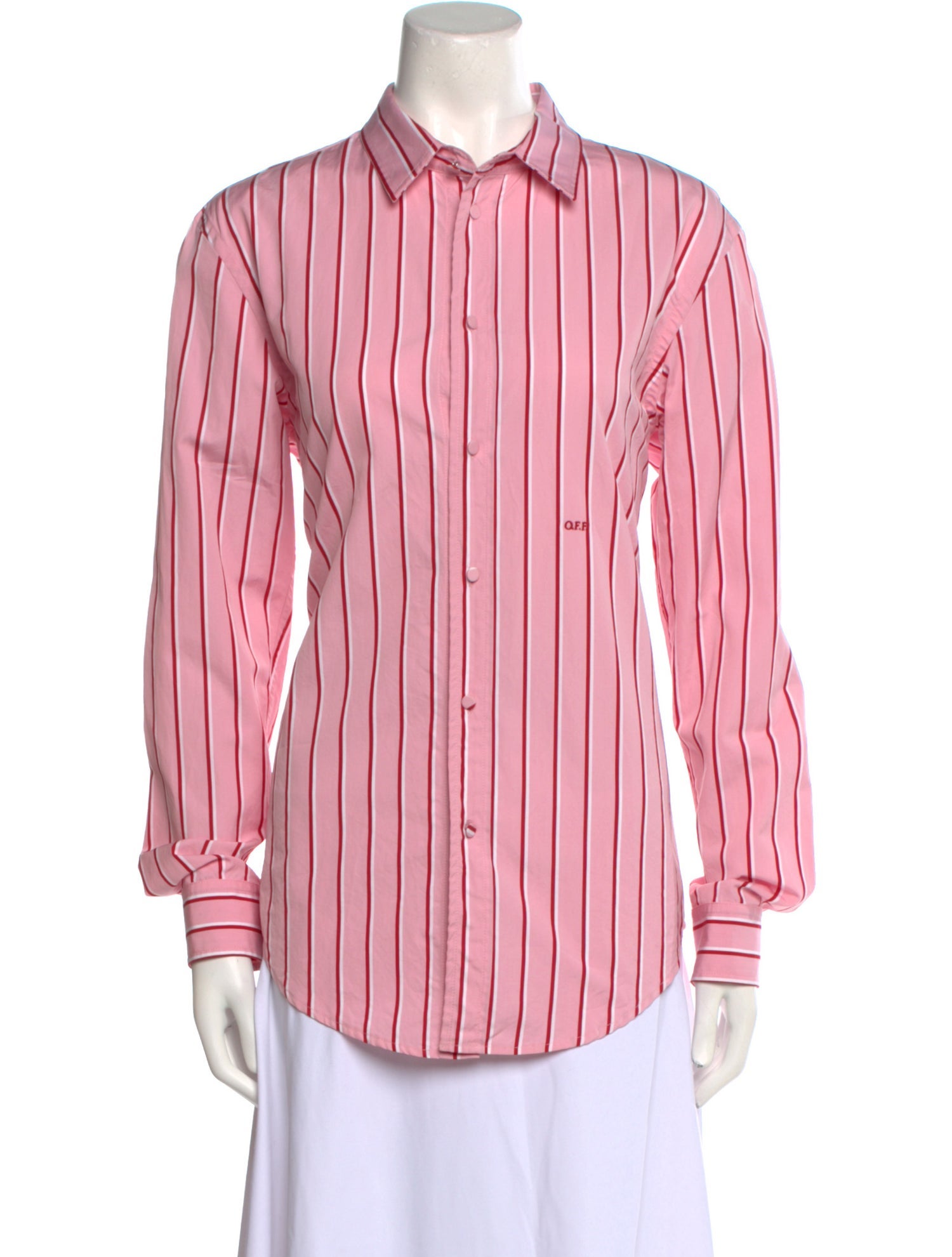 Off-White Striped Long Sleeve Button-Up Top