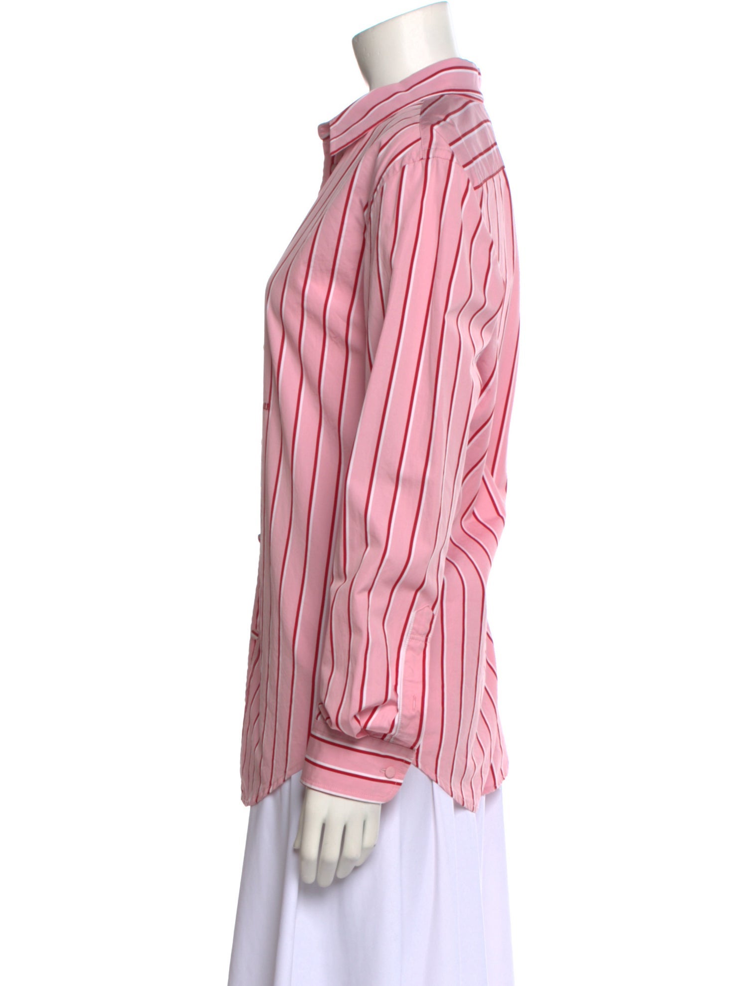 Off-White Striped Long Sleeve Button-Up Top