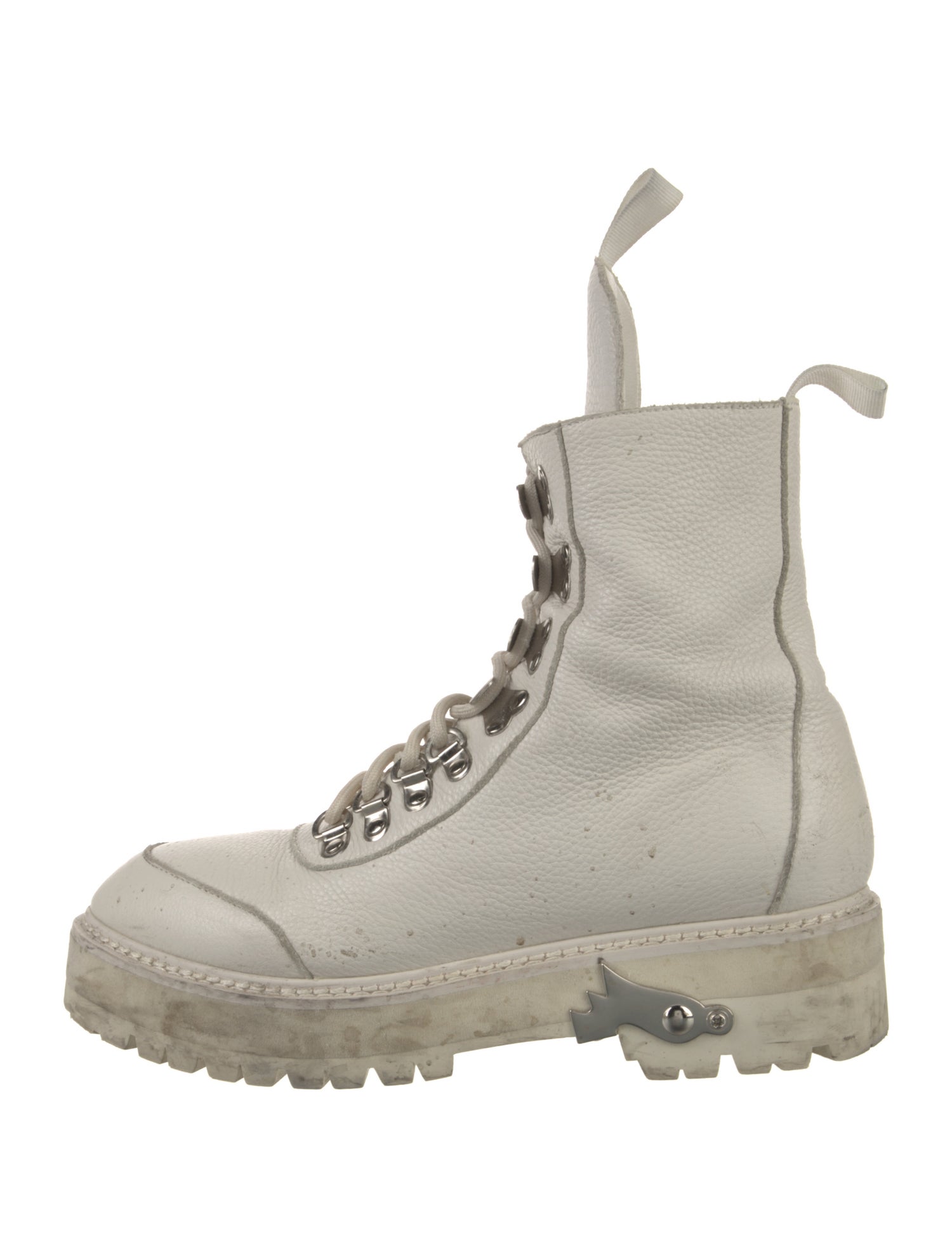 Off-White Leather Combat Boots