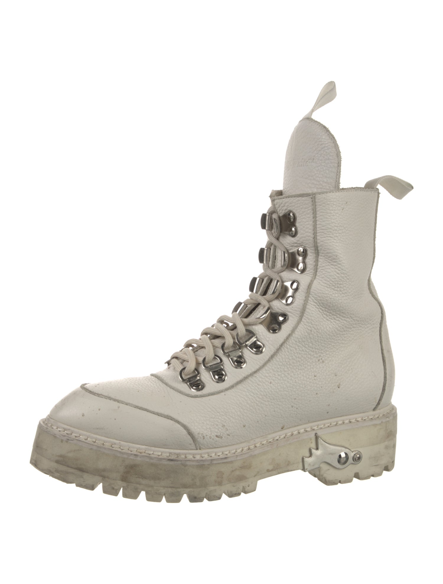 Off-White Leather Combat Boots