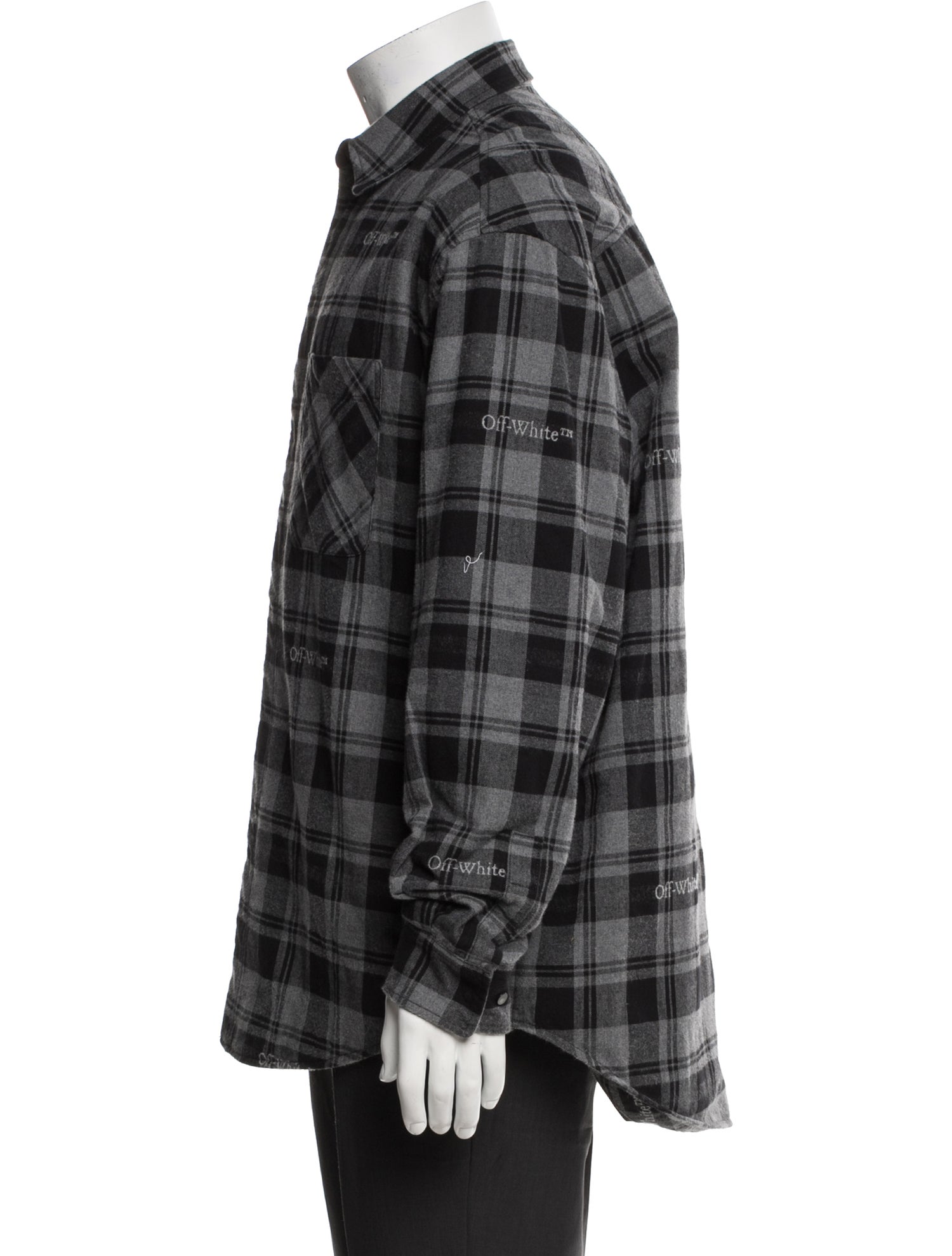 Off-White Plaid Plaid Print Shirt