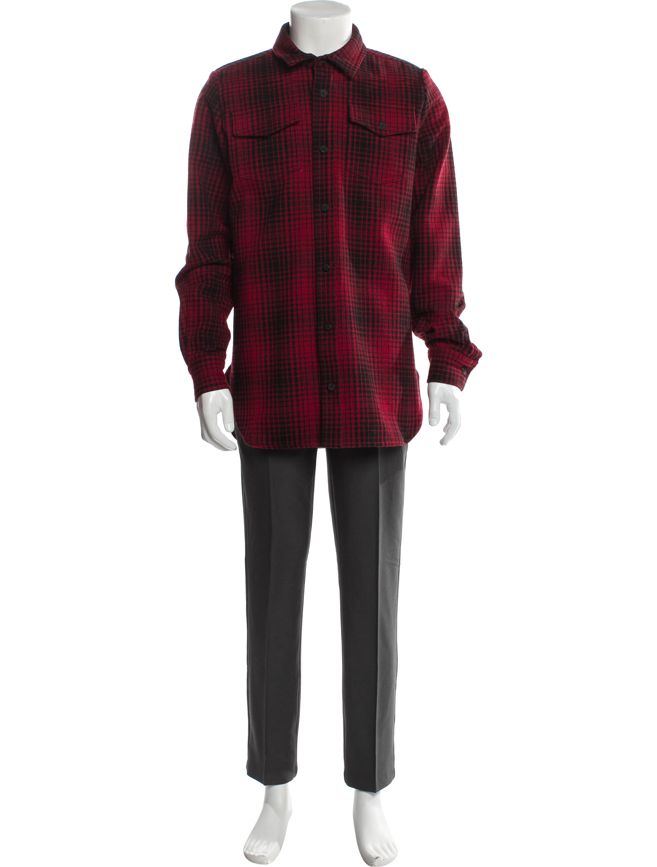 Off-White Plaid Print Long Sleeve Shirt