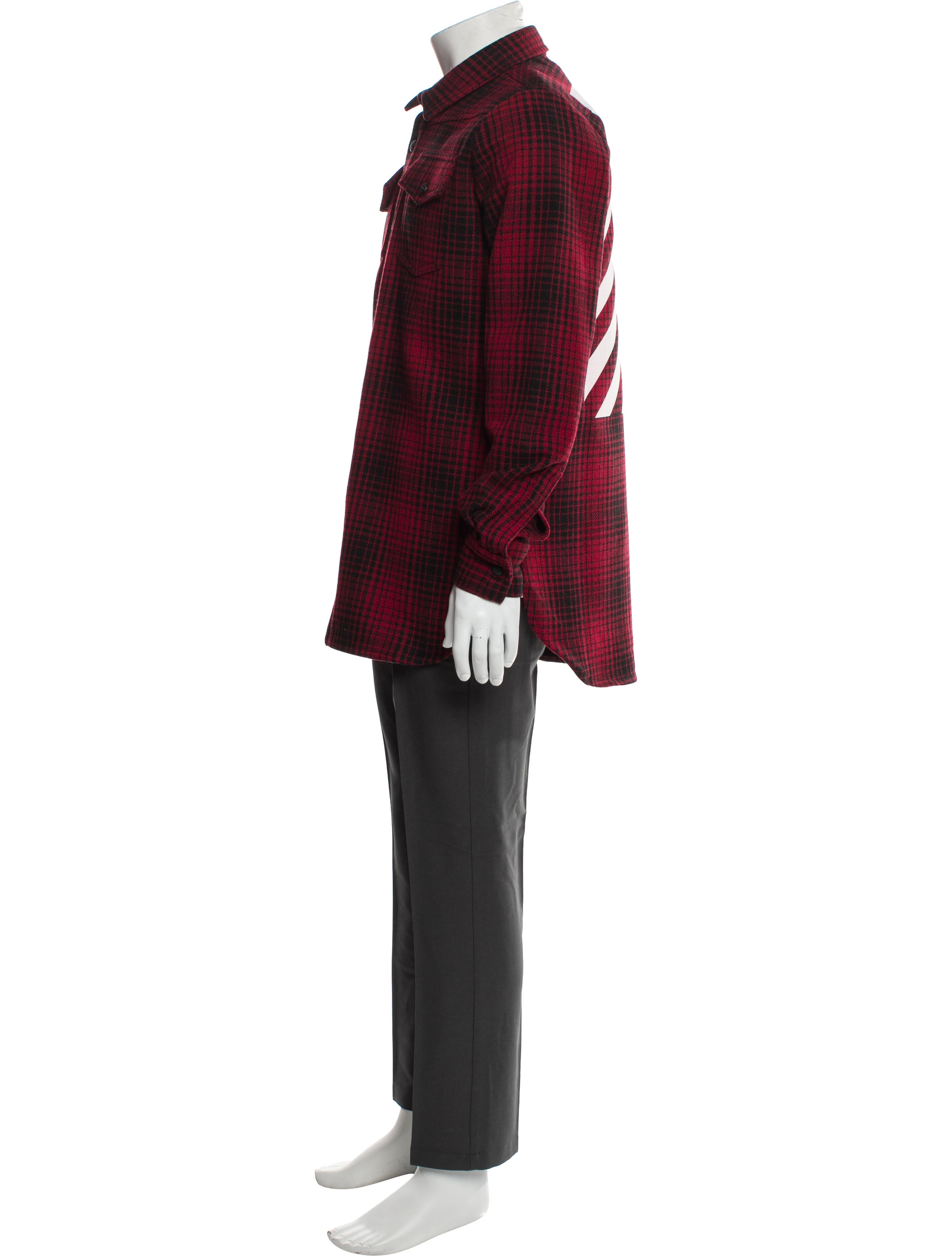 Off-White Plaid Print Long Sleeve Shirt