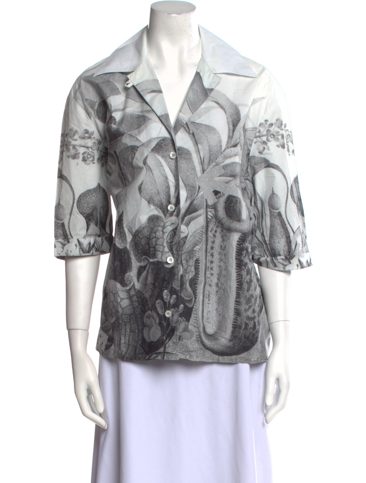 Off-White 2021 Floral Print Button-Up Top