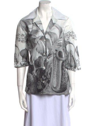 Off-White 2021 Floral Print Button-Up Top