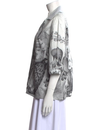 Off-White 2021 Floral Print Button-Up Top