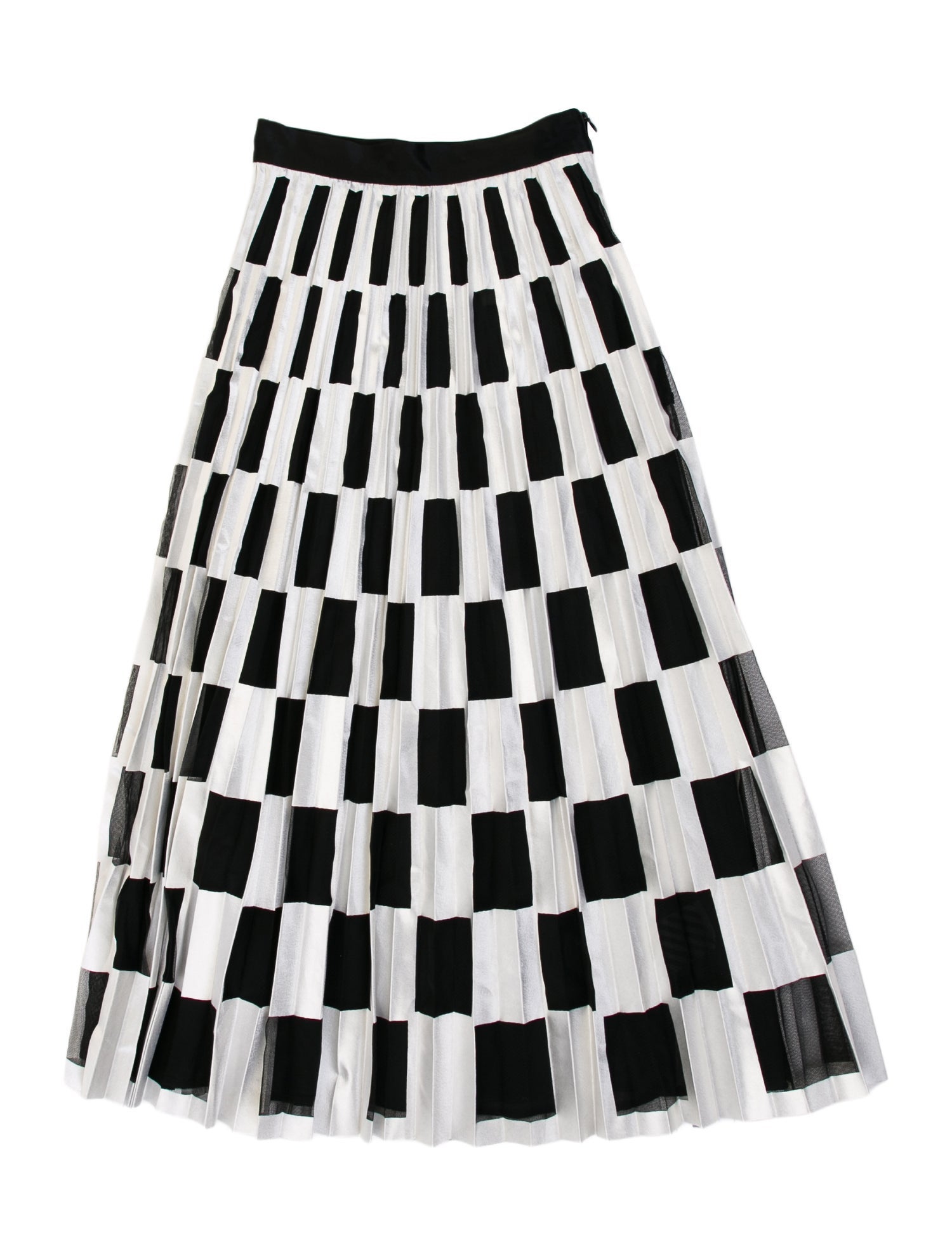 Off-White Checkered Midi Length Skirt