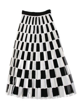 Off-White Checkered Midi Length Skirt