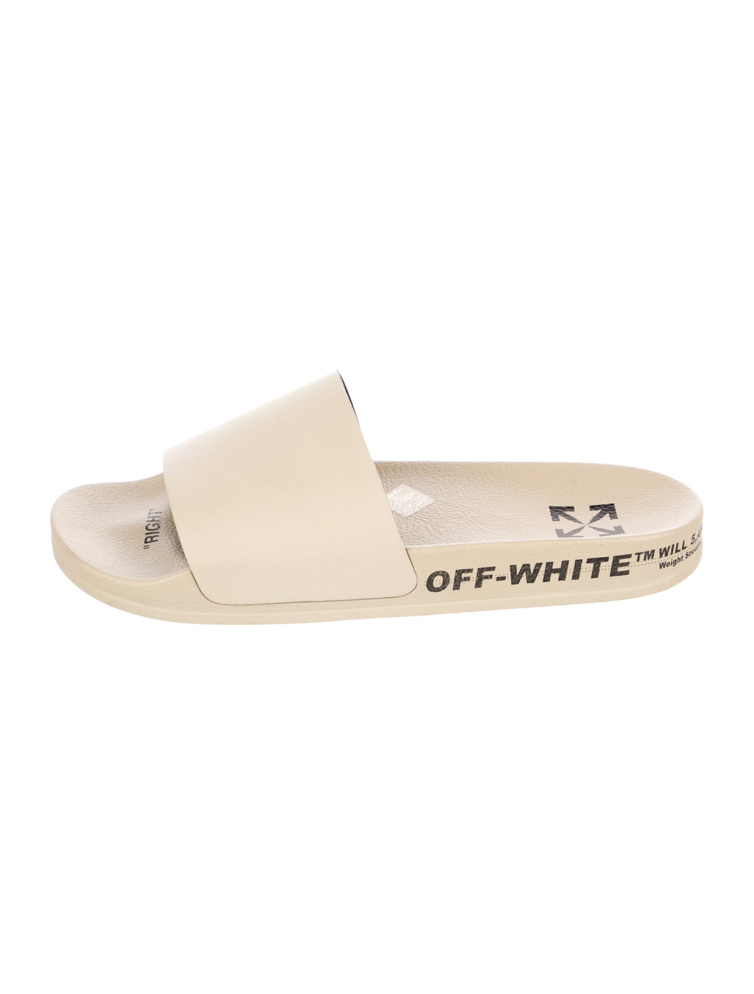 Off-White Leather Graphic Print Slides