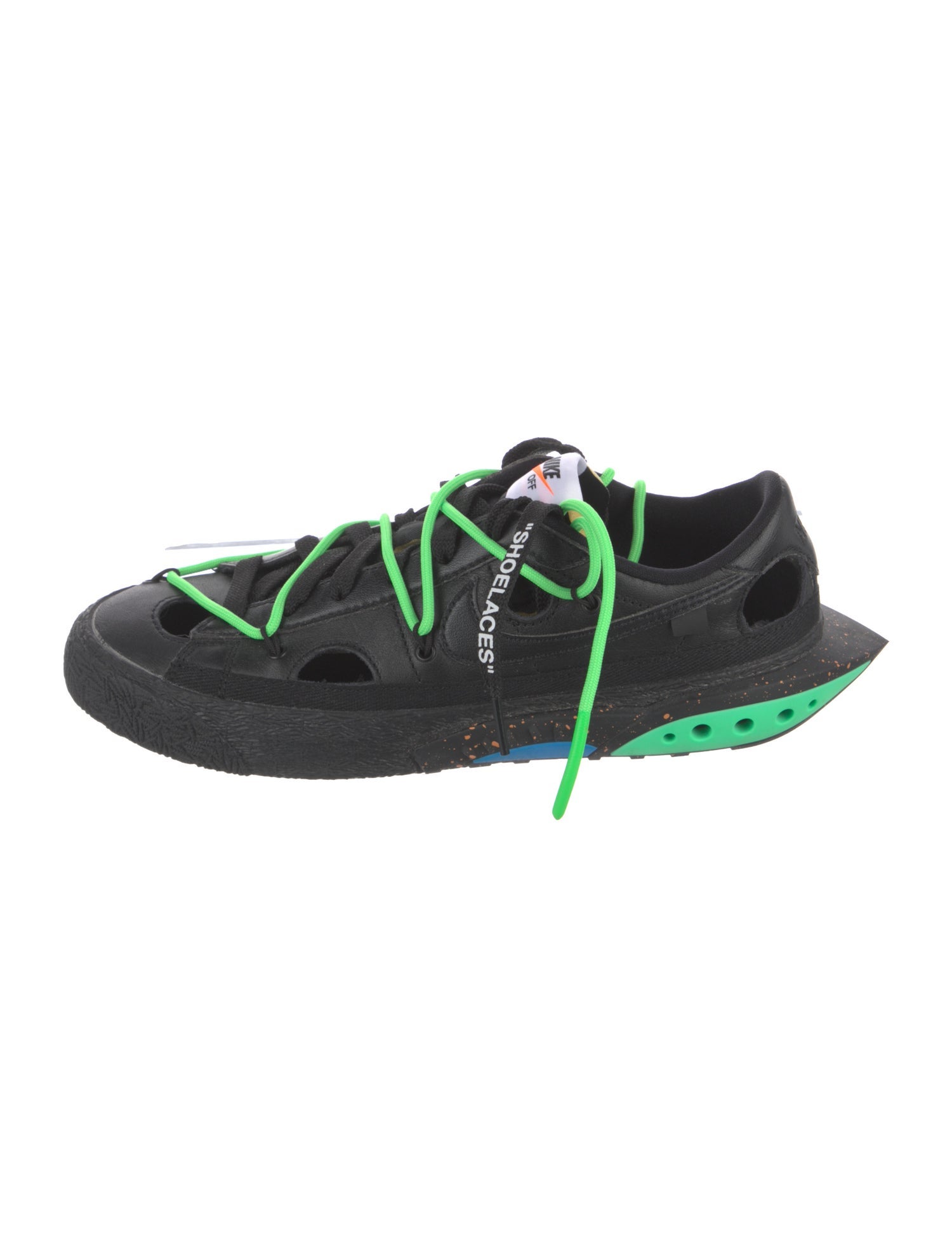 Off-White x Nike Blazer Low 'Black Electro Green' Sneakers