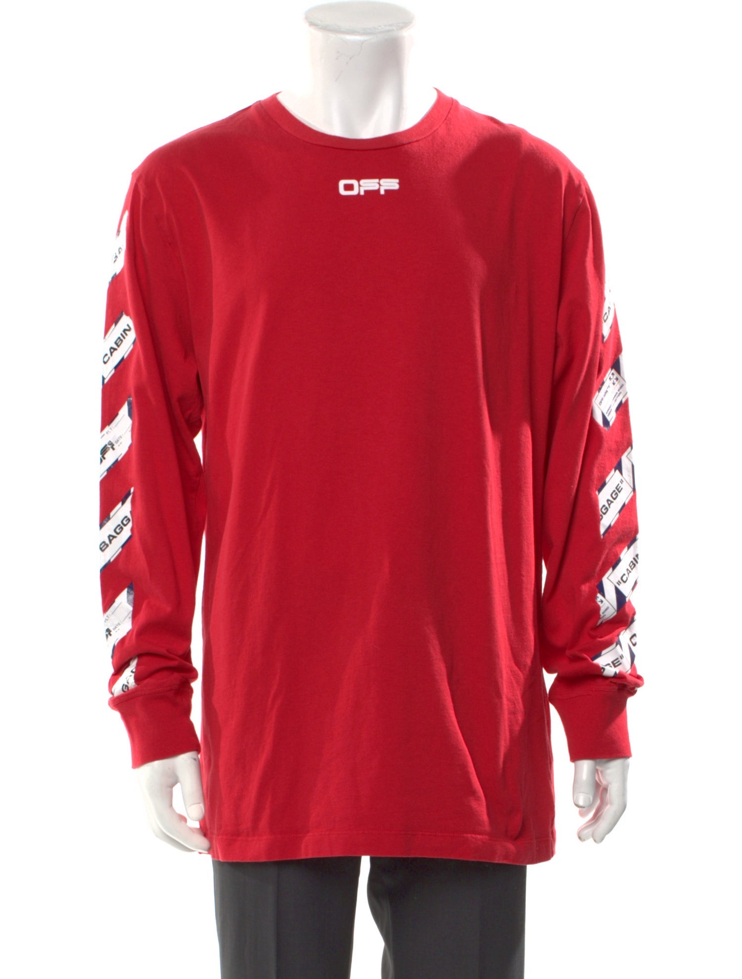 Outfit Red Off White Tshirt Men's Off-white Casual Round Neck Red