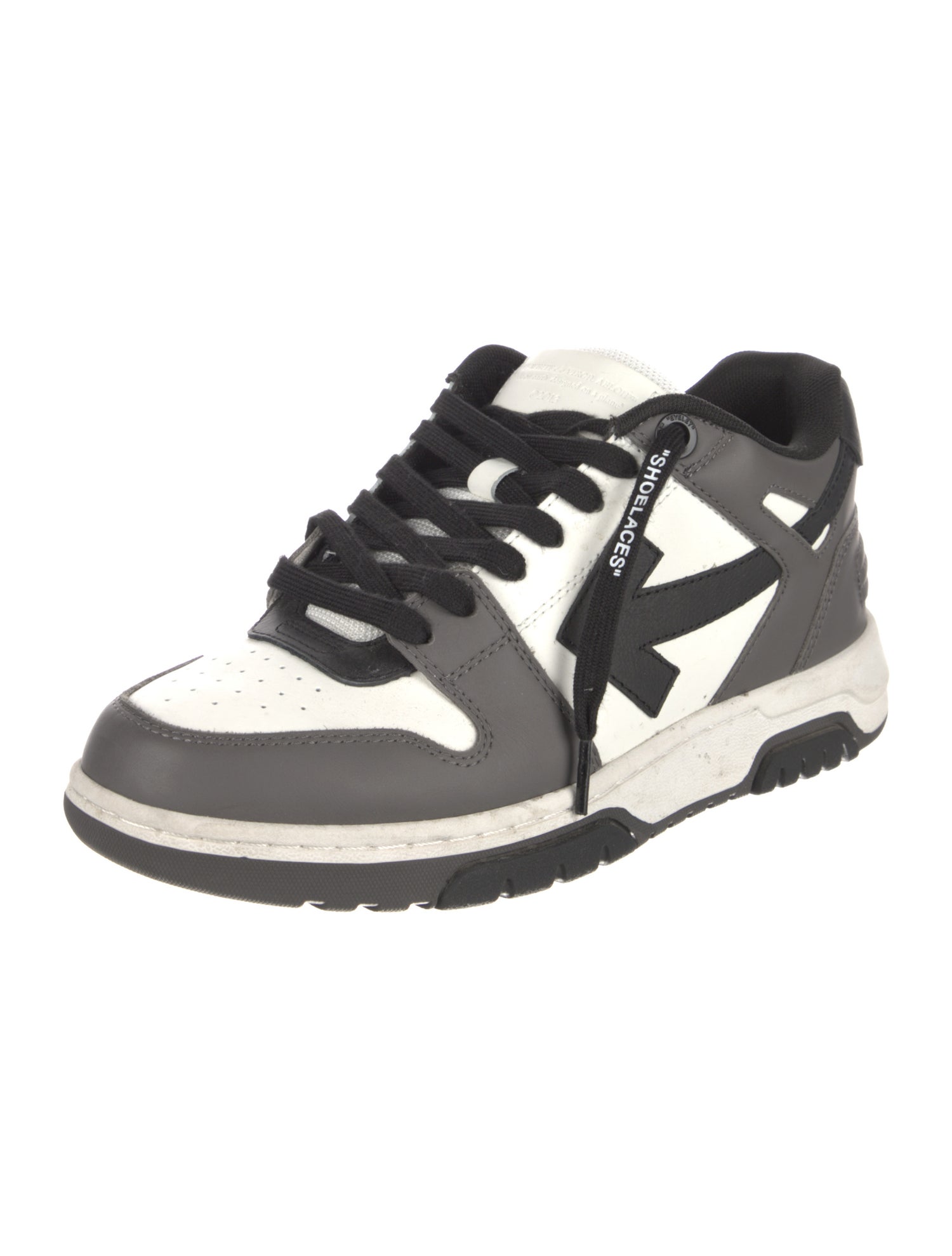 Off-White Leather Colorblock Pattern Sneakers