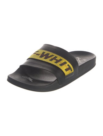 Off-White Leather Patterned Slides