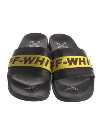 Off-White Leather Patterned Slides