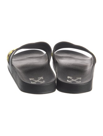 Off-White Leather Patterned Slides