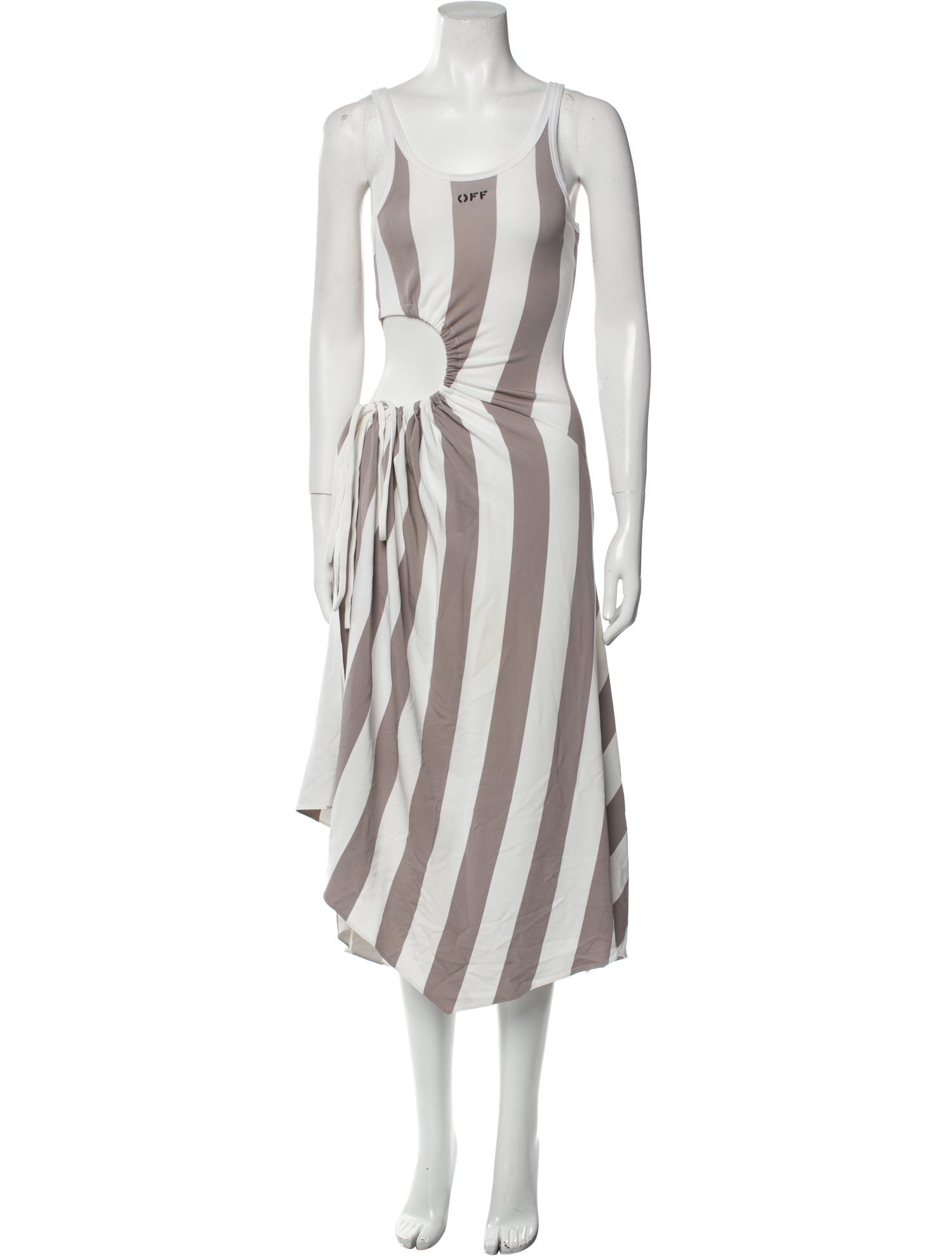 Off-White Striped Midi Length Dress