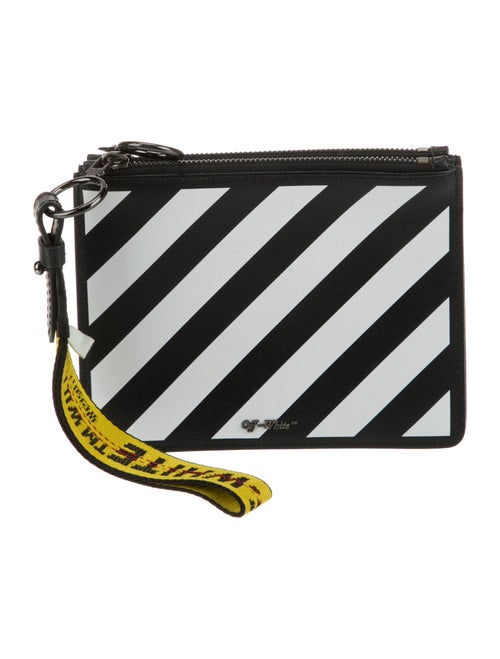 Off-White Leather Diagonals Double Flat Pouch