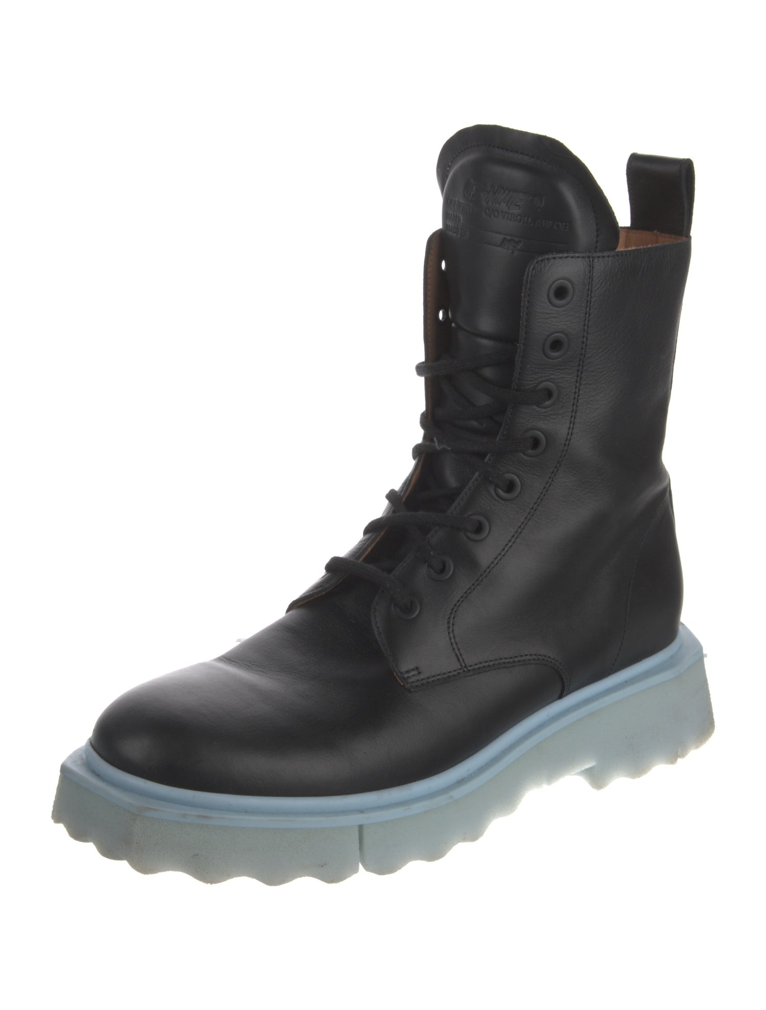 Off-White Leather Lace-Up Boots