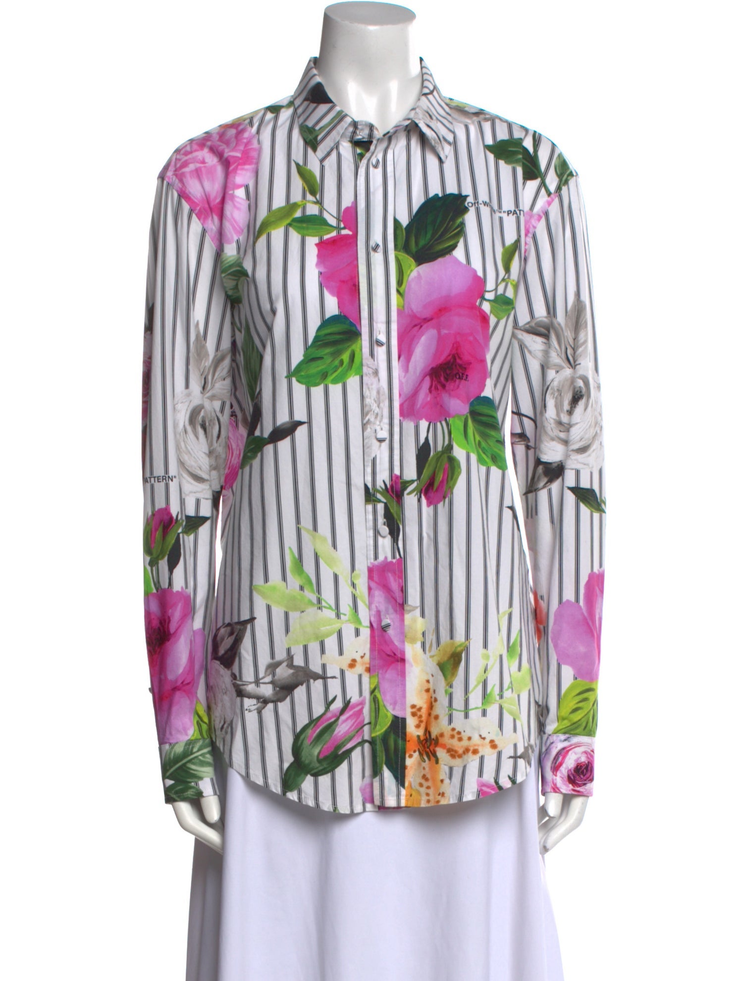 Off-White 2018 Floral Print Button-Up Top