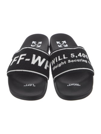 Off-White Terry Cloth Printed Slides