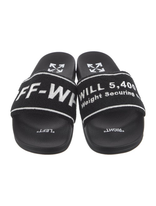 Off-White Terry Cloth Printed Slides