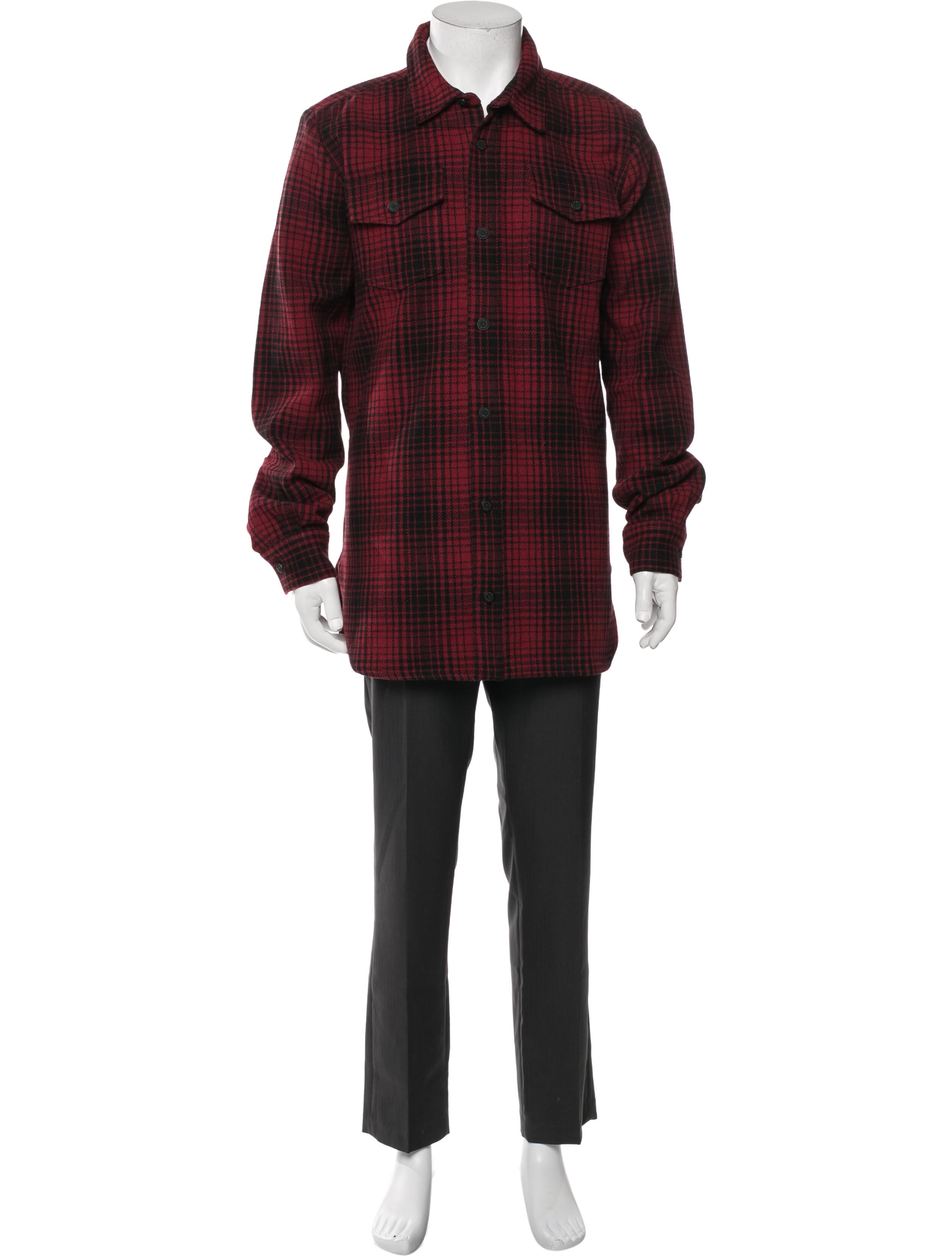 Off-White Plaid Print Overcoat