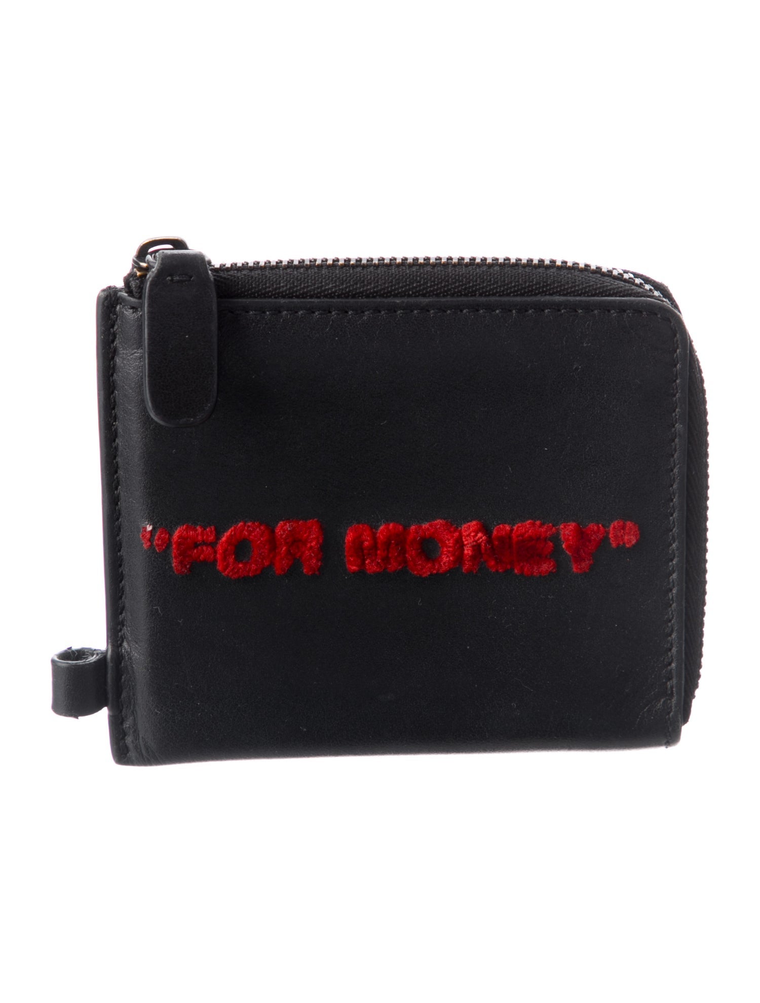 Off-White Quote Chain 'For Money' Leather Compact Wallet