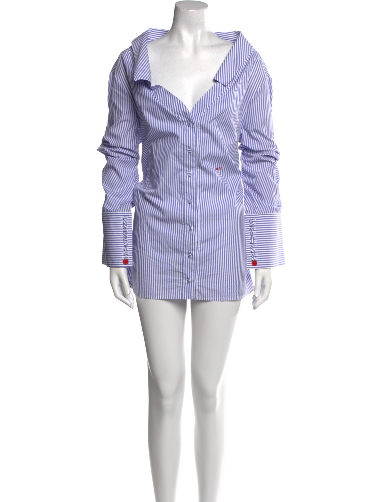 Off-White Striped Long Sleeve Button-Up Top