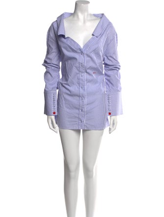 Off-White Striped Long Sleeve Button-Up Top