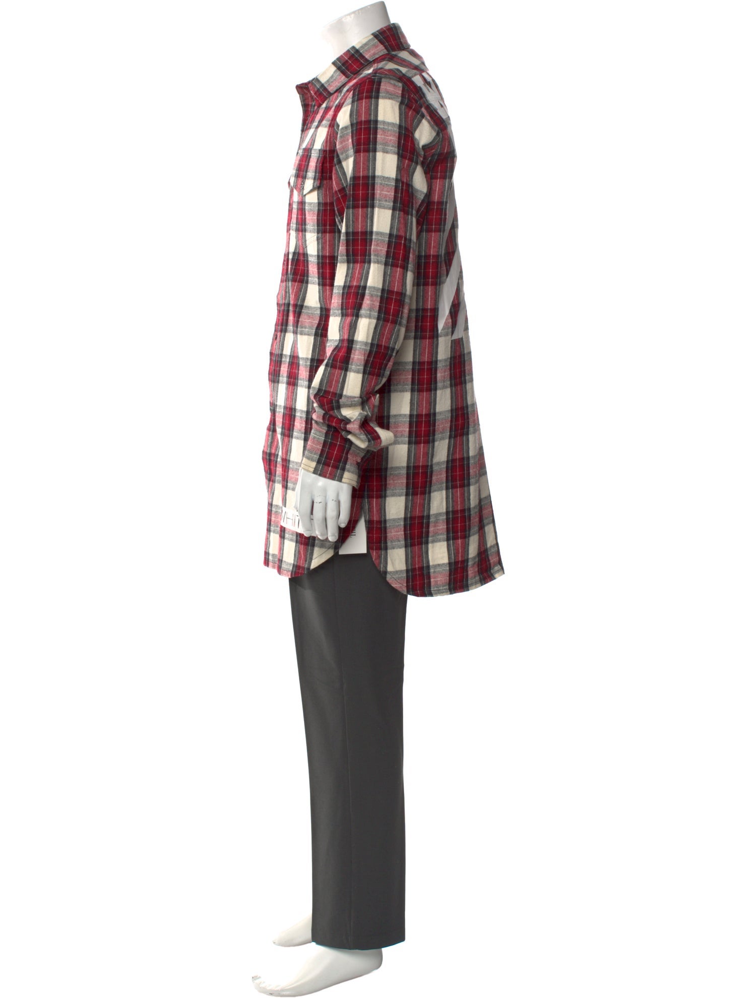 Off-White Plaid Print Long Sleeve Shirt