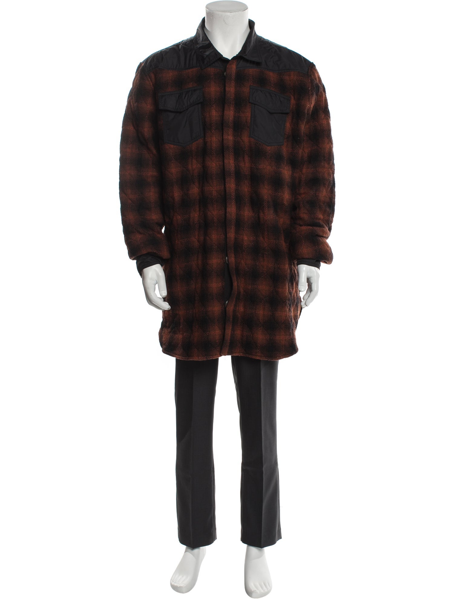 Off-White Wool Plaid Print Parka