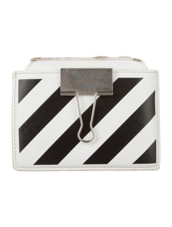 Off-White Diagonal Stripe Binder Clip Leather Wallet