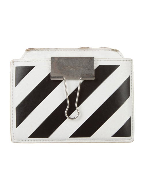 Off-White Diagonal Stripe Binder Clip Leather Wallet