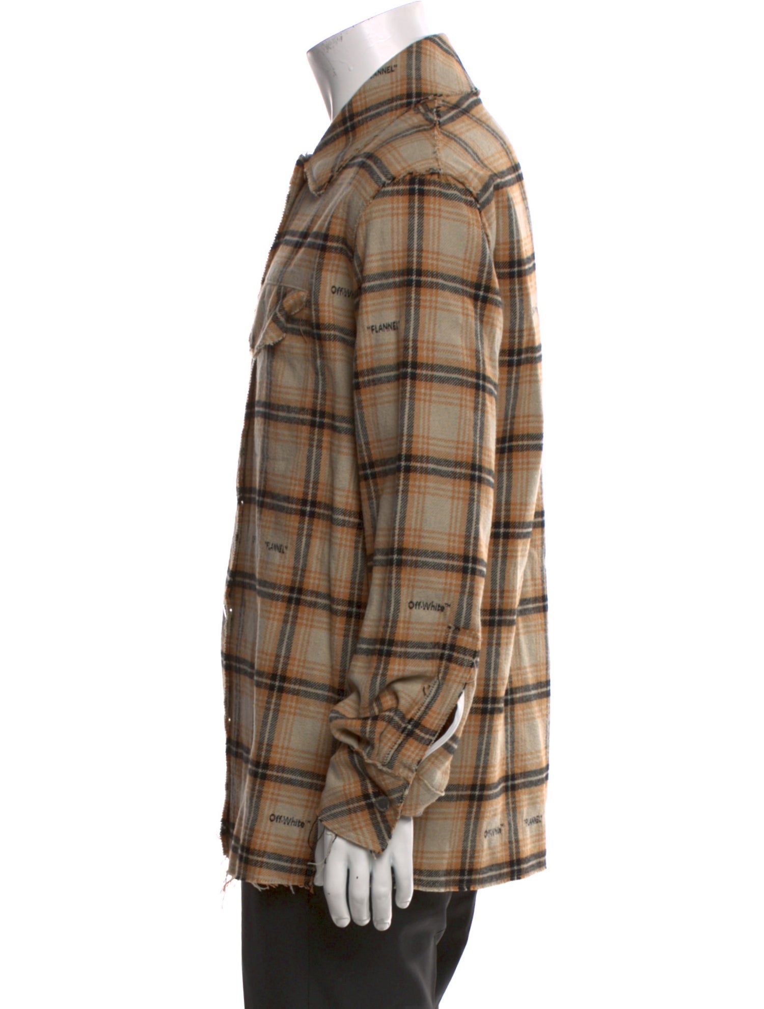 Off-White Plaid Print Long Sleeve Western Shirt